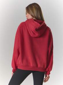 MUSERA Sudadera con capucha de corte holgado y relajado con estampado gráfico "Primavera" para primavera y verano, casual y bonita para vacaciones - Rojo - Ver 3