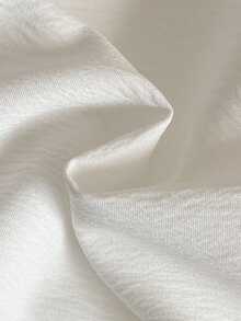 女婴舒适休闲褶皱面料经典蝴蝶结装饰黑色蕾丝边可爱彼得潘领连衣裙 - 白色 - 查看 8