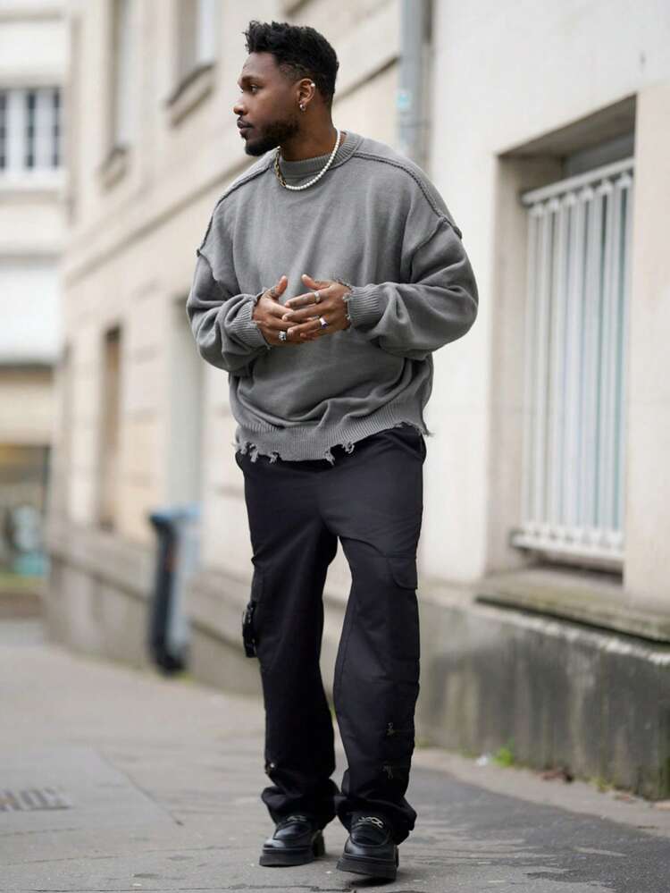 Heavens Edit 1条装男士多拉链休闲工装裤，宽松版型，适合海滩、日常通勤、运动、户外，四季皆宜（春夏秋冬）。时尚街头风格，男友/老公礼物，周年纪念礼物，秋季 - 黑色 - 查看 1