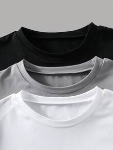 SHEIN Bộ 3 áo thun cổ tròn in hình đơn giản, phong cách thường ngày dành cho bé trai, 3 màu để lựa chọn, chất liệu thoải mái, phù hợp cho nhiều mùa. - Nhiều màu - Xem 4