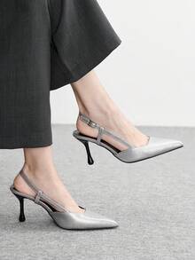 CUCCOO BIZCHIC Women's Elegant Snake Skin Pattern Pumps, Suitable For Commuting For Christmas Spring Shoes - Silver - View 3