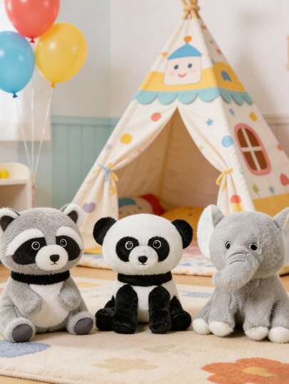 Cute Shape Of Raccoon Panda And Elephant Style Plush Toys With Mink Fur Super Soft Short Plush Material Handmade Dolls Fiber Filled Crochet Dolls The Perfect Gift For Parents