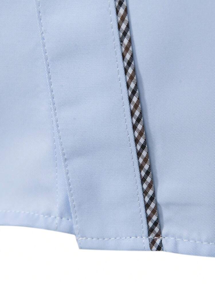 Men Contrast Plaid Button Up Shirt