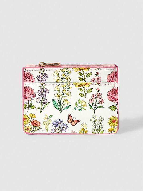 ROMWE Kawaii Multiple Flower Card Bags With White Background