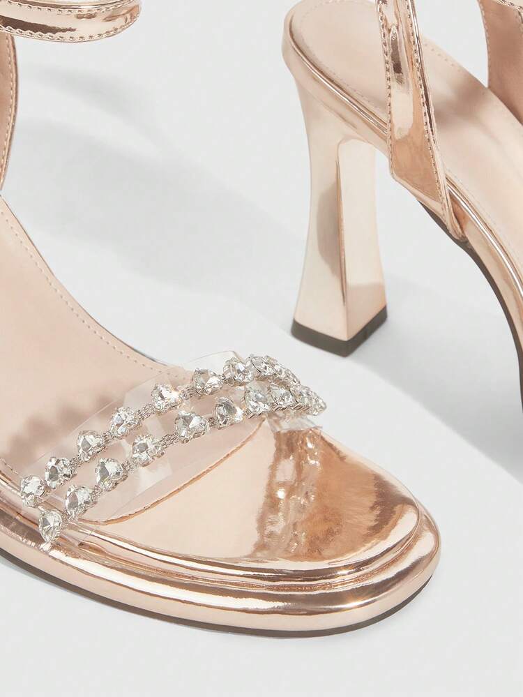 CUCCOO SZL Women's Rhinestone Decor Buckle Design Fashion Daily Wear High Heel Sandals Spring Shoes Prom Heels