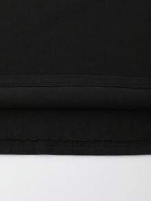 ROMWE MEN Goth Men's Handpainted Slogan Print Loose Fit Round Neck T-Shirt Spring/Summer - Black - View 6