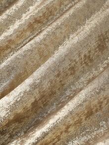 GlowEve Women's Metal Texture Round Neck Short Puff Sleeve Gathered Waist Blouse - Gold - View 6