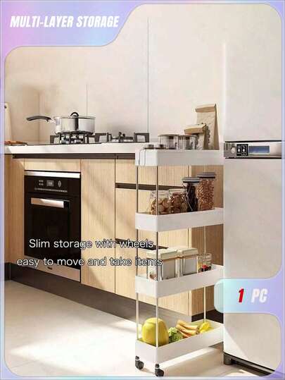 Carrito multifuncional con ruedas, carrito de almacenamiento ultradelgado con drenaje hueco, carrito de almacenamiento delgado, estantería estrecha (ancho 12 cm), estantería de almacenamiento para baño, cocina, lavandería, organizador ahorrador de espacio, estantería de varios niveles para el piso - Material de acero inoxidable + plástico (se puede usar para lavar verduras), adecuado para espacios estrechos