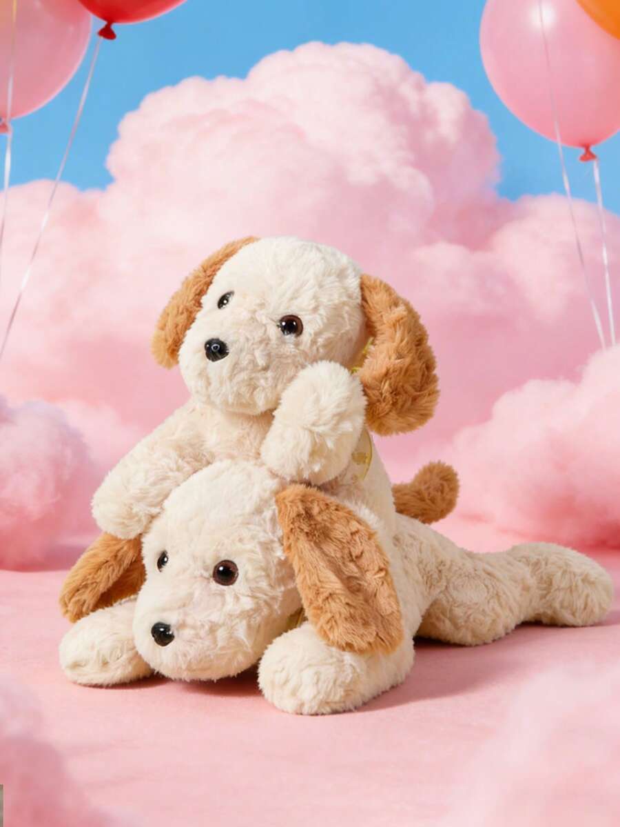 可爱造型的卧姿和蹲姿狗狗毛绒玩具，采用磨毛花卉PV材质，超柔软短毛绒面料，手工制作，纤维填充，钩织而成，是送给父母的完美礼物。 - 彩色 - 查看 1