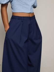 COUREZ 低腰宽松灯笼裤/Y2K风格女式春季外出派对节日黑色性感优雅长裤 - 藏蓝色 - 查看 7