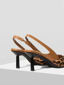 Mnmlis 女士尖头高跟鞋，新款小众品牌黑色优雅法式细跟鞋，女士包头鞋，夏季新款法式时尚明星风鞋履 - 豹紋 - 查看 7