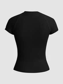 Eassivo Eassivo Women's Seamless Casual Minimalist Round Neck Short Sleeve T-Shirt - Multicolor - View 8