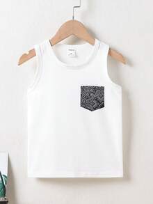 SHEIN 男生 Paisley 印花襯衫&短褲&背心 - 黑與白 - 查看 5