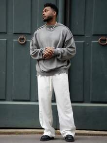 Heavens Edit Pantalones rectos y sueltos casuales para hombre, otoño - Gris - Ver 1