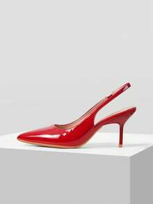 Mnmlis حذاء كعب نسائية - الأحمر - مشاهدة 3