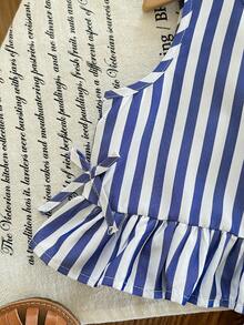 SHEIN Babygirl Vacation Casual Cute Striped Camisole And Elastic Waist Pants Set - Multicolor - View 3