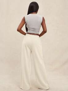 NYA SZN Pants Wide Leg Gray Trousers Matching Set Summer Lounge Pants - Apricot - View 6