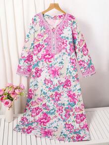 少女优雅碎花派对连衣裙 - 彩色 - 查看 7