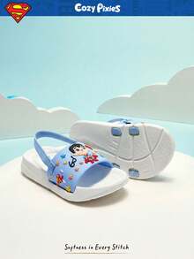 SUPERMAN X Cozy Pixies 1 Pair Fashionable Casual Summer Cute Cartoon DC Superhero Print Beach Slippers Flat Sandals - Blue - View 7