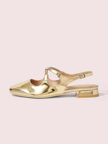 CUCCOO DOLLMOD Giày bệt Mary Jane trang trí nơ xinh xắn, màu mơ, mũi vuông, gót thấp, thích hợp đi làm, hẹn hò, dự tiệc, mua sắm, đi học, phong cách ngọt ngào. - Vàng - Xem 7