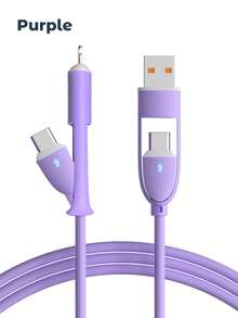 Teckwe 4 In 1 Charging Cable Fast Charging, Liquid Silicone 1M, Multi Charging Cable With 4 Interfaces That Can Be Freely Converted And Transferred While Charging, Suitable For Mobile Phones, Tablets, USB C Cable - Multicolor - View 11