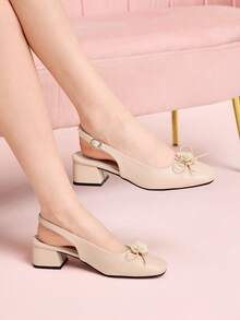 CUCCOO DOLLMOD 甜美仙女包头凉鞋 女式时尚 法式女士通勤花卉温柔外套 高跟鞋 粉色浅口玛丽珍运动鞋 - 淺粉色 - 查看 1