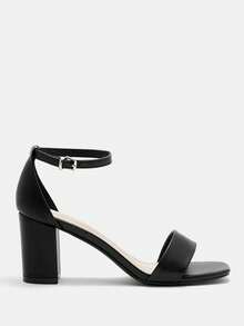 CUCCOO CURVES Women Shoes Wide Fit Square Toe Thick Heel Black Ankle Strap Stylish Sexy Comfortable Commuter Women High Heel Sandals Plus Size Valentine's Day - Quiet Night - View 2