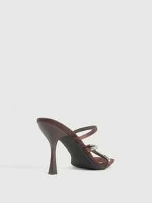 CUCCOO SZL 女士水钻设计时尚优雅百搭高跟凉拖鞋 - 棕色 - 查看 8