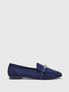 CUCCOO BIZCHIC Sheepskin Leather Vintage Casual Comfortable Slim Buckle Design Loafers For Women Valentine's Day - Blue - View 9