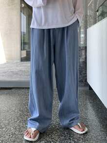 DAZY 男士轻薄水洗蓝色弹力腰牛仔裤，春夏款 - 藍色 - 查看 1