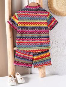 SHEIN Vintaside Kids Young Boys T-Shirt Co-Ords - Multicolor - View 2