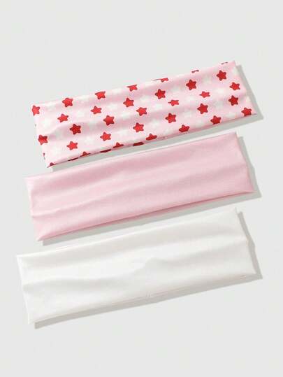 Kawaii 3 Stück neue süße rosa Sterne Stirnbänder für Frühling und Sommer, geeignet für den Alltag und Outdoor-Sport von Frauen