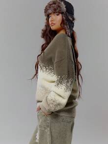 MUSERA Knit Ombre Striped Button Down Cardigan Streetwear Coolgirl Winter Sexy Casual Odd Drift - Multicolor - View 4