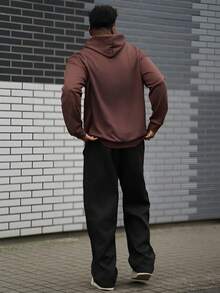 Heavens Edit Men's Los Angeles Letter Pouch Pocket Hoodie Sweatshirt, New Autumn/Winter, Long Sleeve Top - Brown - View 2