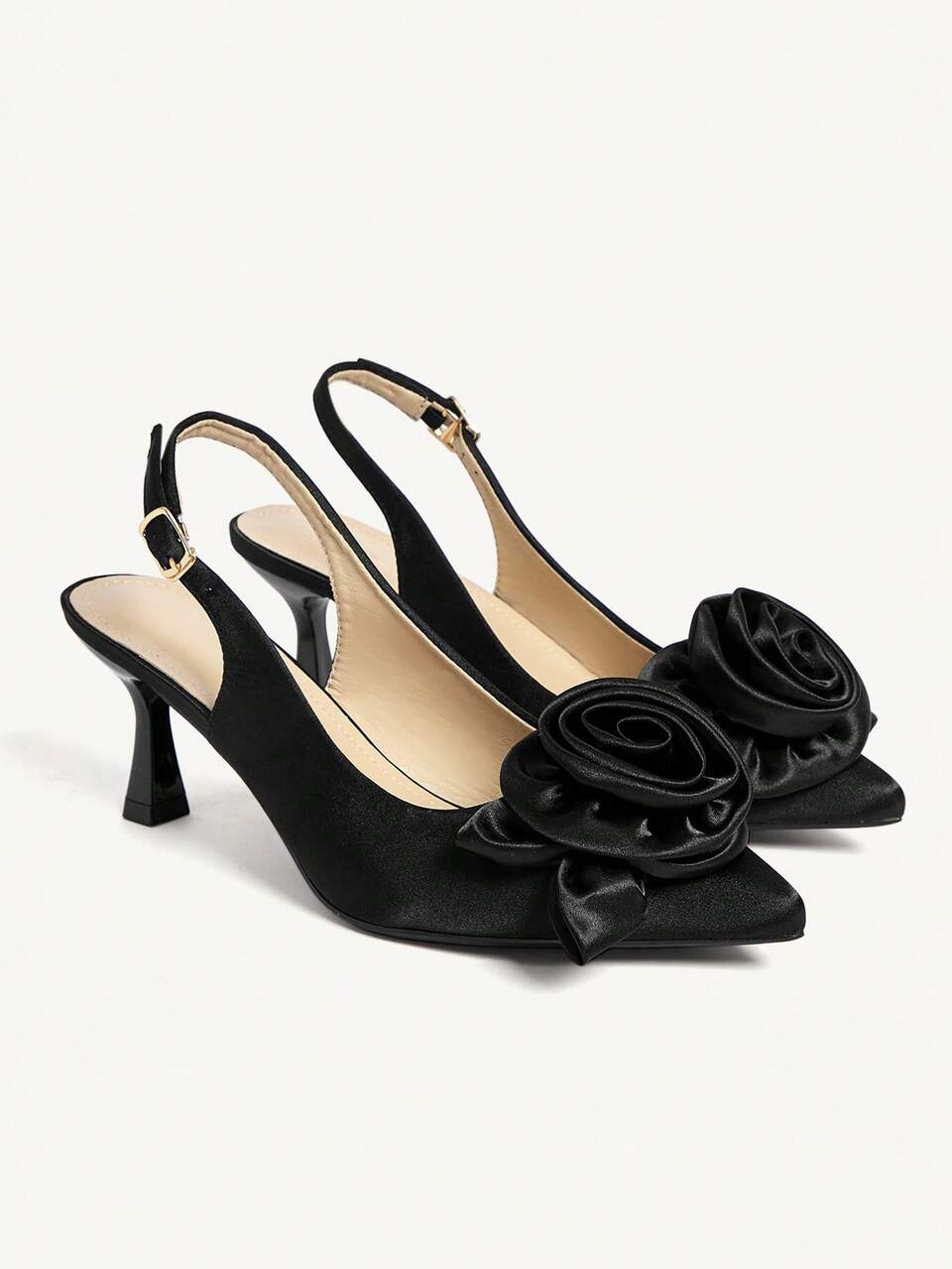 CUCCOO CHICEST Floral Pearl Backless Sandals, Pointed Toe High Heel Shoes For Women Summer Shoes Wedding Shoes Bride Shoes