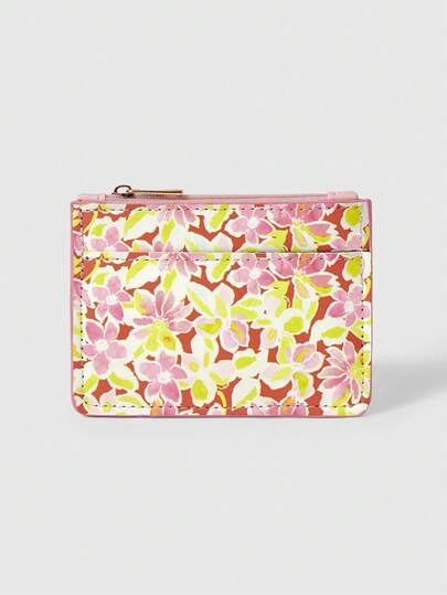 ROMWE Kawaii Full Of Yellow Pink Flower Cute Card Bag