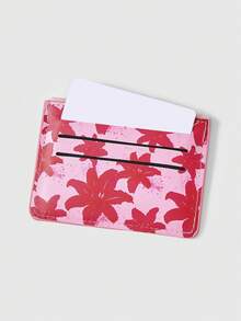 ROMWE Kawaii 玫瑰粉色底，配粉色满花卡片袋 - 玫粉色 - 查看 4