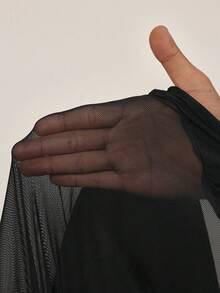 BamGleam Women's Sexy Sheer Mesh Patchwork Off Shoulder Bodysuit, Summer - Black - View 6