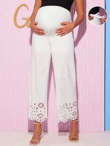 Loomaby Quần bầu trơn màu, eo điều chỉnh được, thiết kế khoét lỗ, dáng suông, thanh lịch, thích hợp cho kỳ nghỉ xuân. - trắng - Xem 1