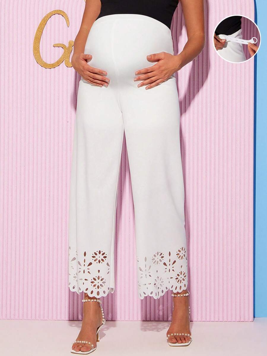 Loomaby Quần bầu trơn màu, eo điều chỉnh được, thiết kế khoét lỗ, dáng suông, thanh lịch, thích hợp cho kỳ nghỉ xuân. - trắng - Xem 1