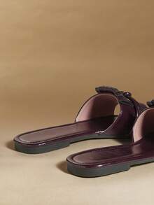 Rosivie Women's Fashion Versatile Tassel Twist Flat Sandals - Burgundy - View 7