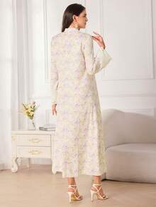 Al Najma Women's Floral Print Long Sleeve Loose Casual Dress - Multicolor - View 2