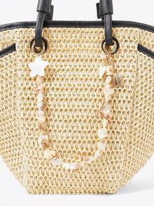 Viva Strut 1pc Fashionable Minimalist Ocean Element Bag Charm, Suitable For Pairing With Various Straw Tote Bags, Summer Beach Style - Ivory - View 2