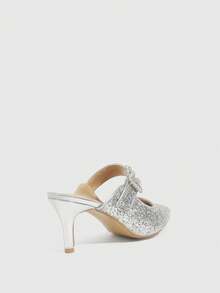 CUCCOO SZL New Pointed Toe Silver Sequin Backless Design High Heel Women Shoes Valentine's Day - Silver - View 4