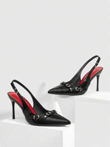 CUCCOO SZL 女士高跟鞋 - 黑紅色 - 查看 2