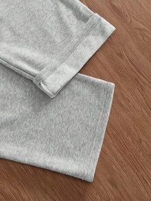 SWAVVY Herrbyxor med bokstäver och dragsko i midjan, vida ben och lösa passform - Grå - Visa 10