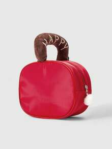 ROMWE Kawaii Bolso de mano con diseño de manzana grande de dibujos animados en colores contrastantes - Rojo - Ver 4