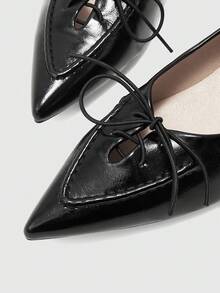 CUCCOO BIZCHIC Women's Pointed Toe Lace-Up Design Fashionable High Heels, Versatile For Daily Wear - Black - View 8