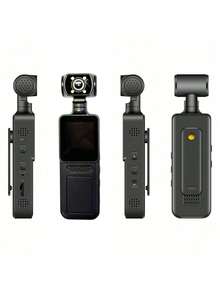 [4K Portable Camera] 4K Portable Video Blogging Camera | 270° Rotating CMOS Lens, USB Rechargeable, Suitable For Photography, Video Recording, And Audio Recording Travel, Action Camera, With 32G SD Card Memory Card - Black - View 7