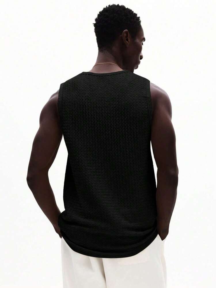 Ärmelloses Tanktop mit Struktur und Rundhalsausschnitt